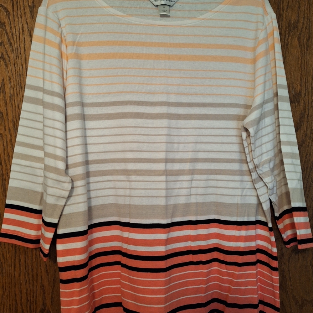 Christopher & Banks Orange and White Striped Top